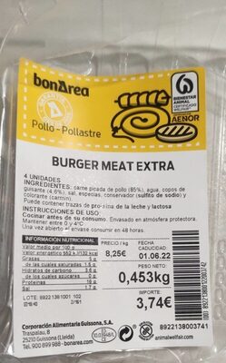 Burger meat extra