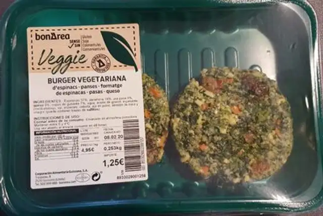Burger vegetariana front packaging