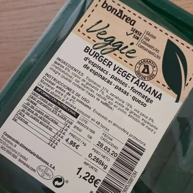 Burger vegetariana front packaging