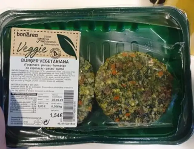 Burger vegetariana front packaging