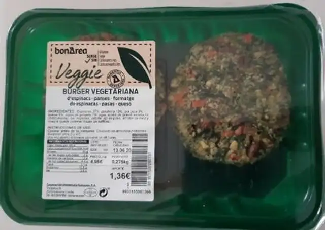 Burger vegetariana front packaging
