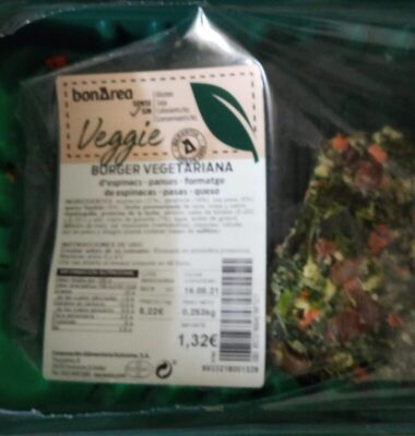 Burger vegetariana front packaging