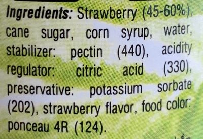 Strawberry ingredients label