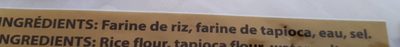 Galettes de riz ingredients label