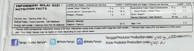 tango waffle nutrition facts table