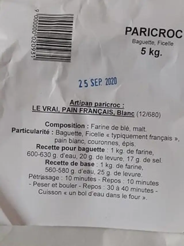 Farine nutrition facts table
