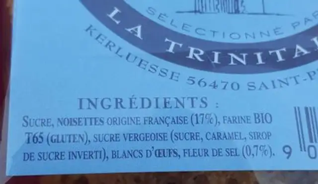 Croquant à la fleur de sel ingredients label