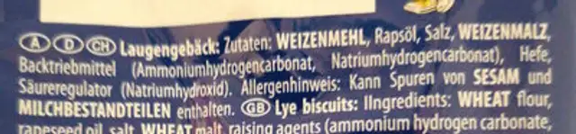 Brezel chips ingredients label