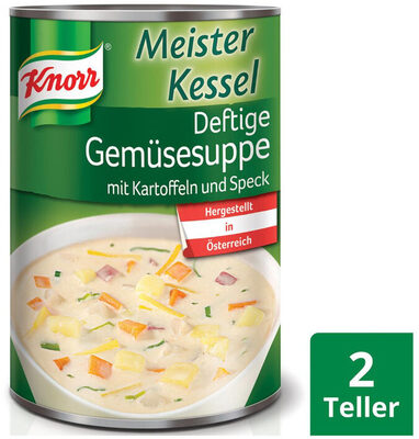 Deftige Gemüsesuppe mit Kartoffeln und Speck