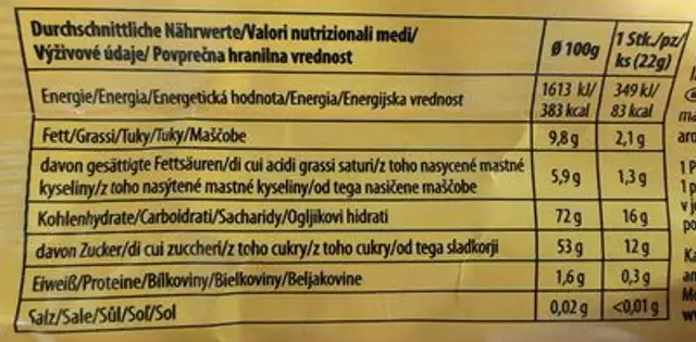 Schoko-Banane XL nutrition facts table