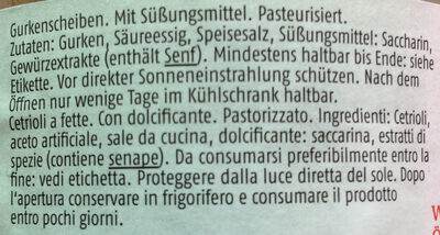 Sandwich Gurken süß-sauer ingredients label