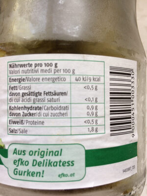 Sandwich Gurken süß-sauer nutrition facts table