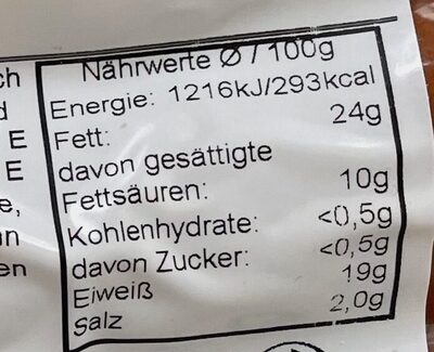 Scharfe Käsekrainer nutrition facts table