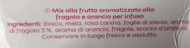 Fredde infusioni fragola& arancia ingredients label