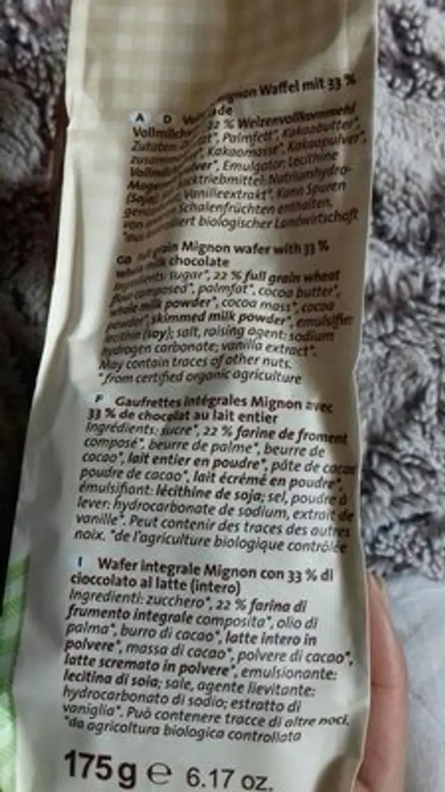 Vollkorn Mignon ingredients label