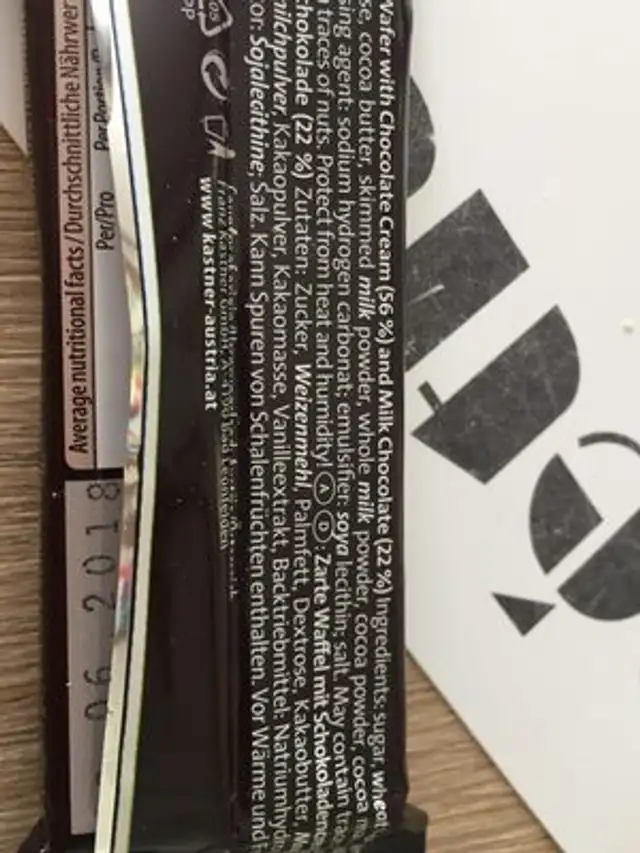 Gourmet wafel ingredients label