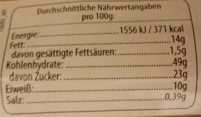 Thurner Nuss strudel nutrition facts table