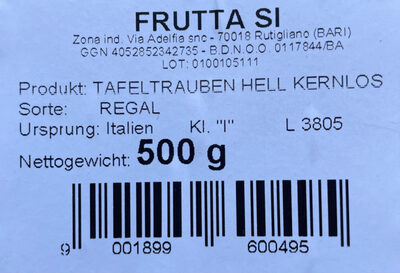 Tafeltrauben hell kernlos