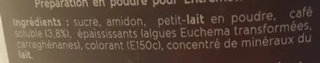 Entremets Au Café Docello ingredients label