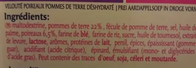 1KG Soupe Poireau PDT Maggi ingredients label