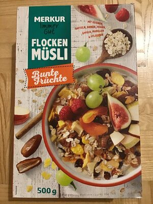 Flocken Müsli Bunte Früchte 500g, Merkur IG front packaging
