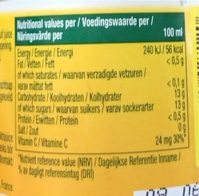 Pago mangue nutrition facts table