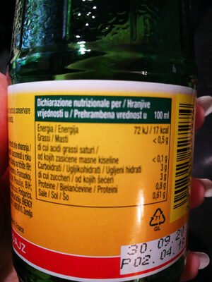 Jus de tomate nutrition facts table