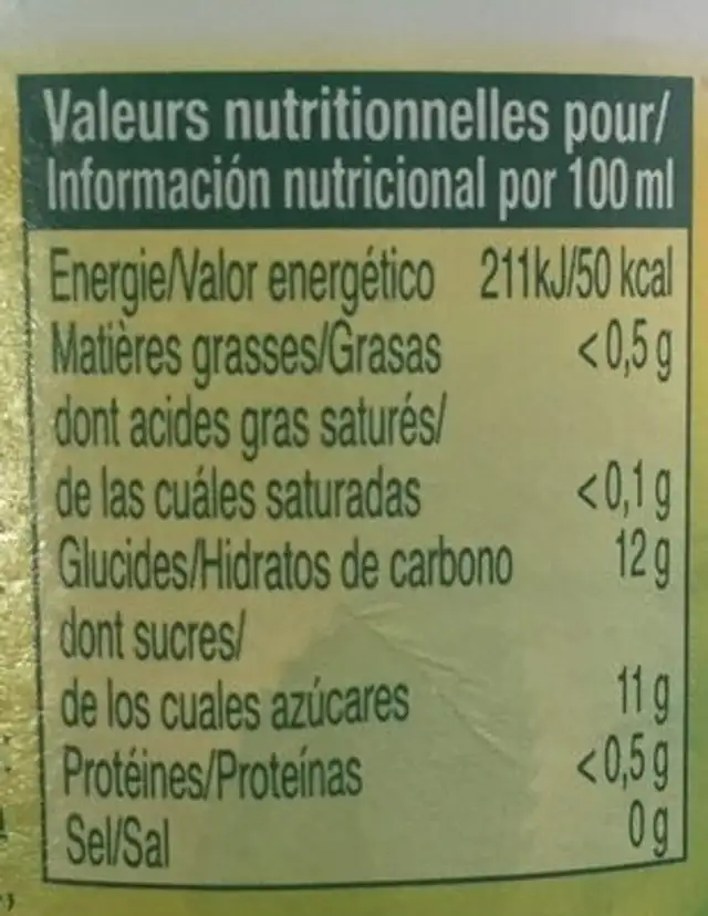 Pago Fraise 20CL (Pack De 12) ingredients label