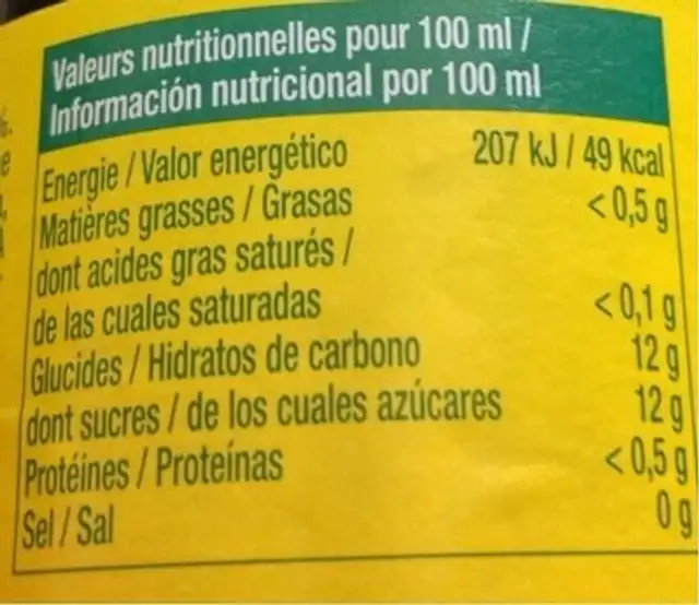 Pago Fraise 20CL (Pack De 12) nutrition facts table