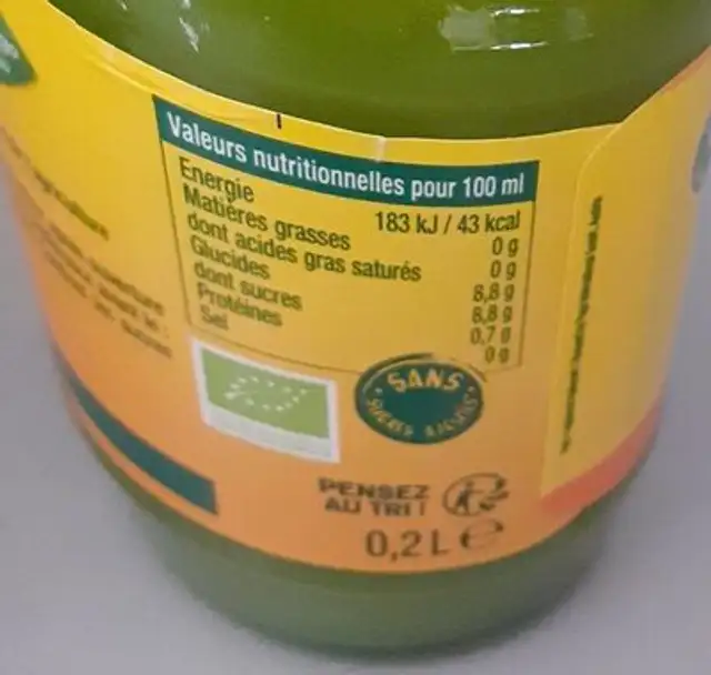 Pago nutrition facts table