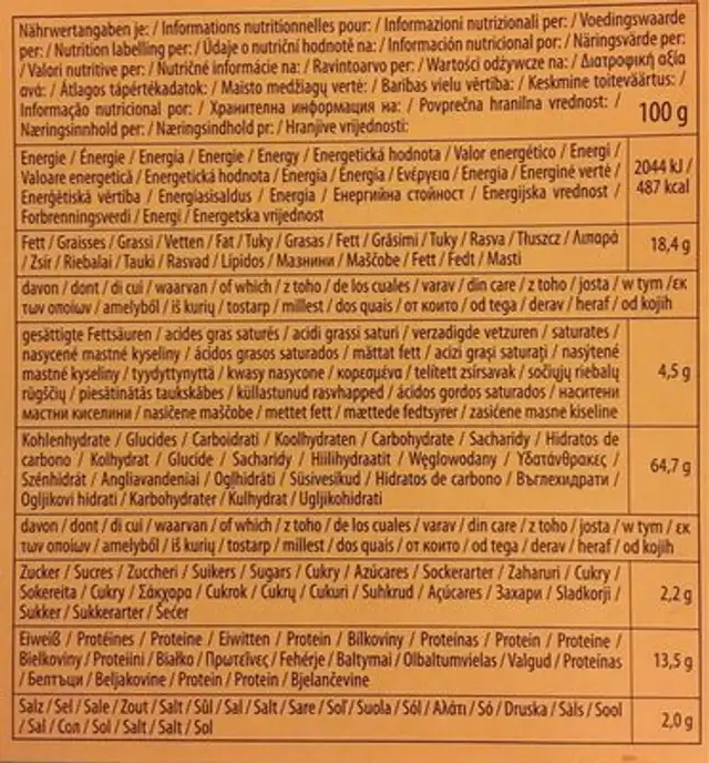 Grissini Brotgebäckstangen Mit Sesam 120g Packung Stiratini nutrition facts table