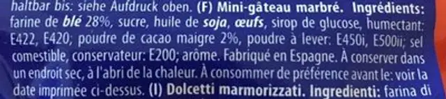 Mini Muffin, Black & White ingredients label