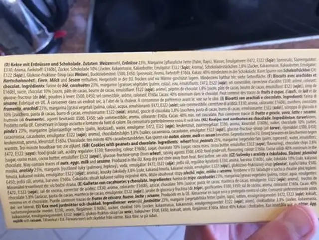 Peanut Cookies, Erdnuss ingredients label