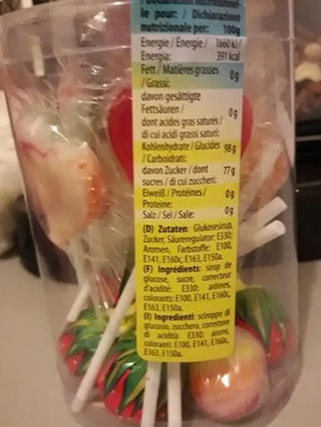 Lutscher In Verschiedenen Sorten In Der 150g Dose (15 Stk. Pro Dose) Von Woogie nutrition facts table