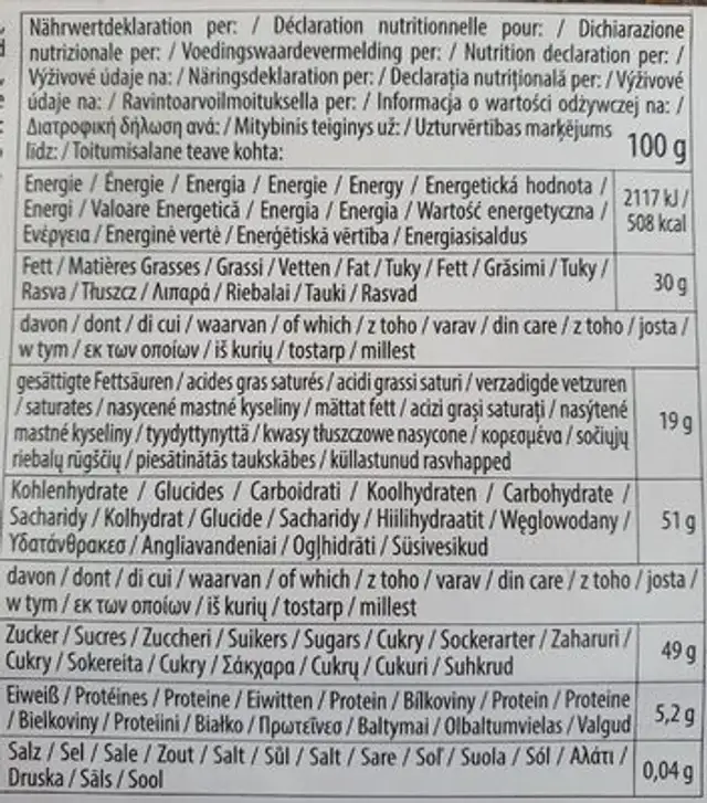Chocolat Noir 300g Maître Truffout nutrition facts table
