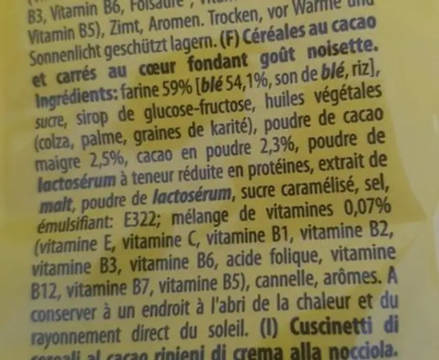 Flintstones Cerealien Cocoa Mix 250g Beutel Mühlebach ingredients label