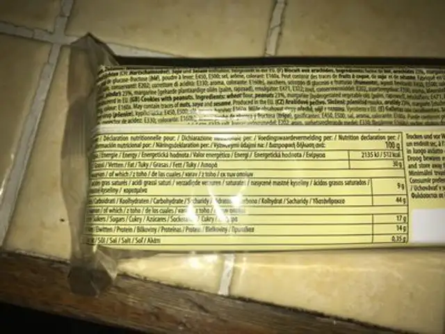 Leckere Erdnuss Cookies Im 200g Blister Pâtisserie Mathéo ingredients label