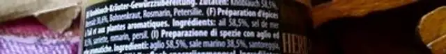 Gewürz Knoblauch Kräuter Salz 65g Mühle Niko ingredients label