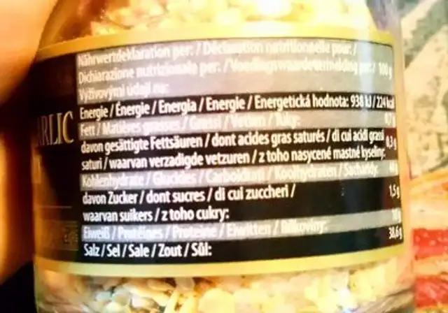 Gewürz Knoblauch Kräuter Salz 65g Mühle Niko nutrition facts table