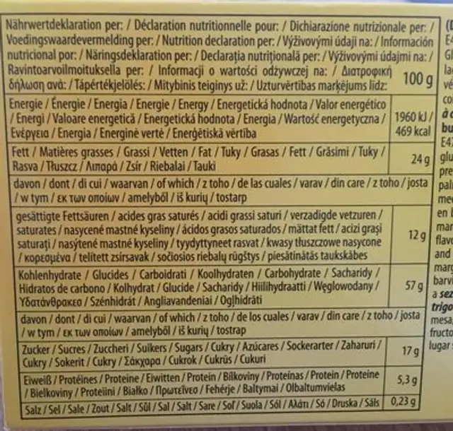 Kekse Mit Butter 130g Packung Feiny Biscuits ingredients label