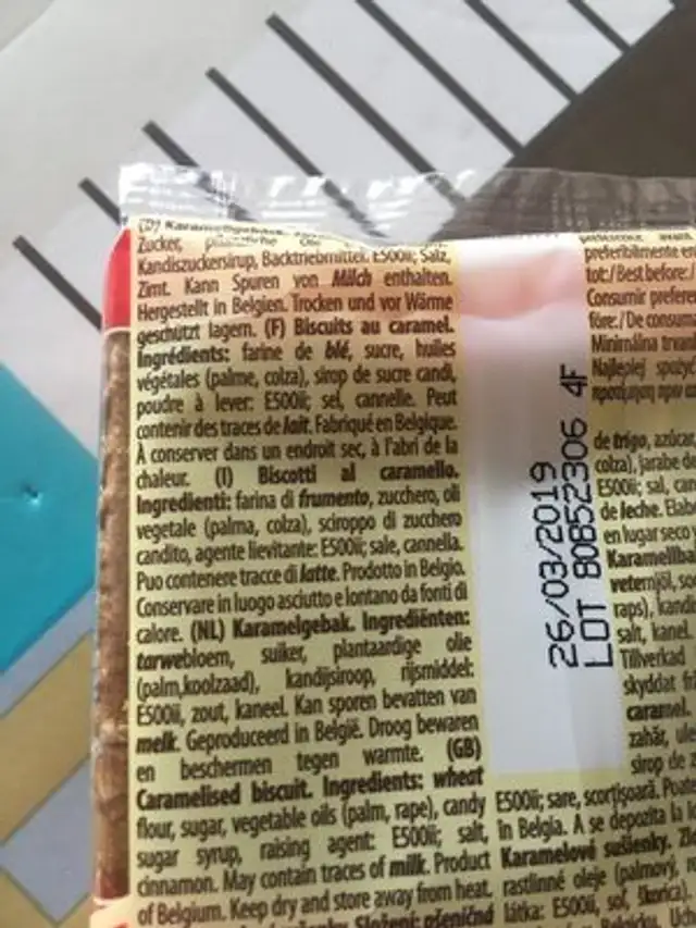 Caramel Biscuits In Der 150g Packung Von Pâtisserie Mathéo ingredients label