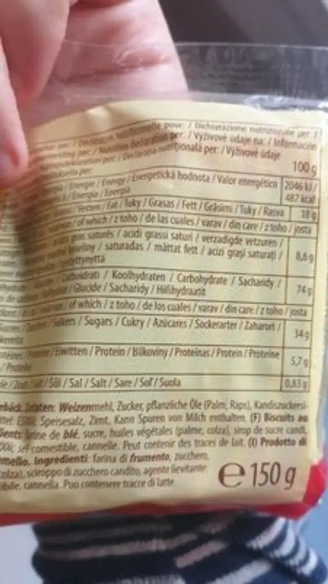Caramel Biscuits In Der 150g Packung Von Pâtisserie Mathéo nutrition facts table