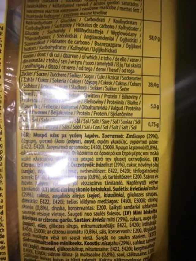 Mini Muffins Lemon 8er 180g Blister Meister Moulin ingredients label