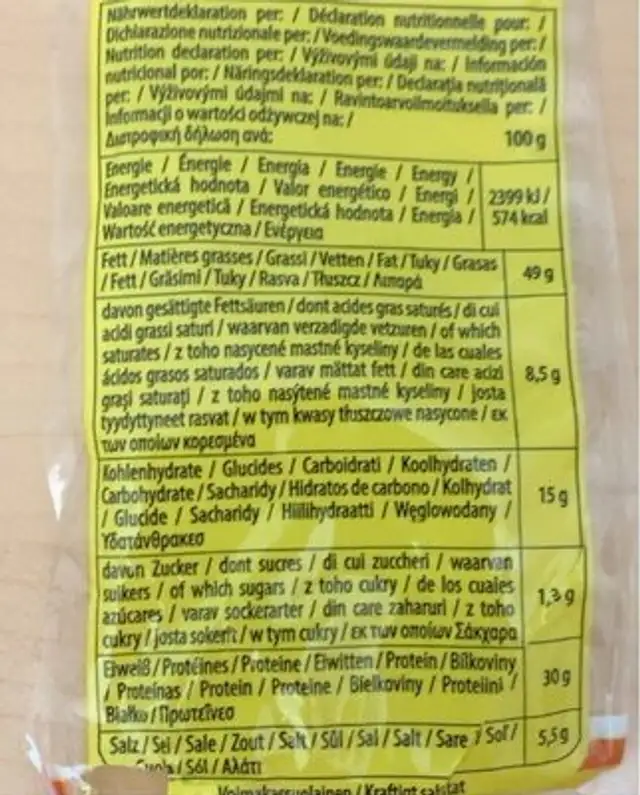 Pumpkin Seeds Roasted And Salted 200G Bag Ivanka nutrition facts table