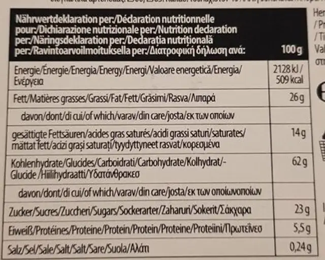 Biscuits édition limité "CR7" nutrition facts table