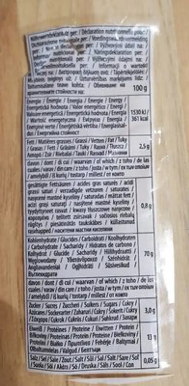 Spatzle aux oeufs nutrition facts table