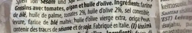 Grissini ingredients label