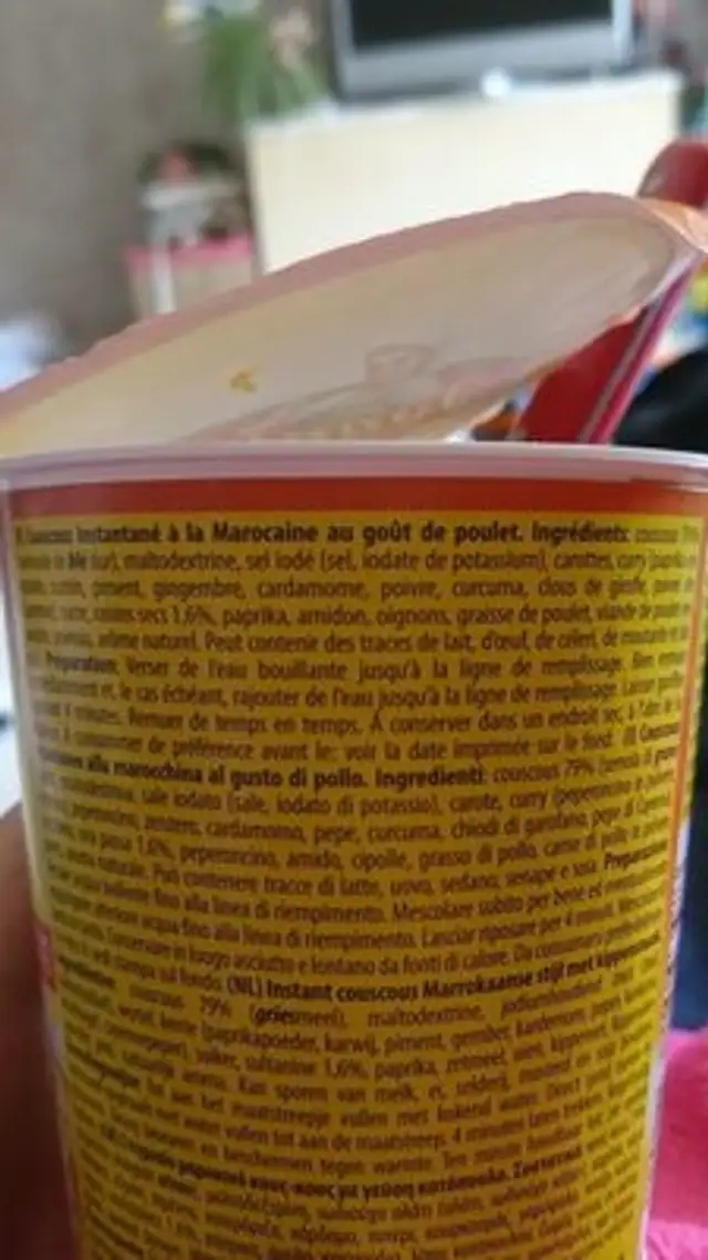 Couscous ingredients label
