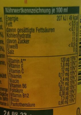 Jus multivitamin tropical nutrition facts table