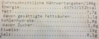 Tempeh nutrition facts table